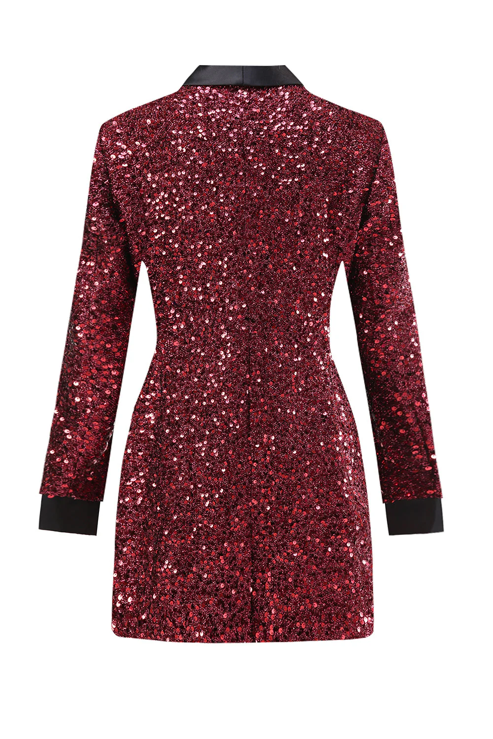 Sparkly Burgundy Bodycon Maxi Women's Blazer - VNBITS