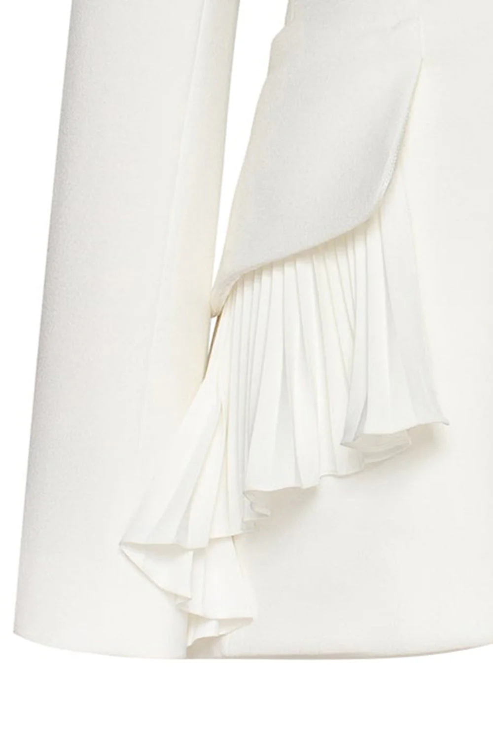 Black Long Sleeves Shawl Lapel Ruffled Women's Blazer - VNBITS