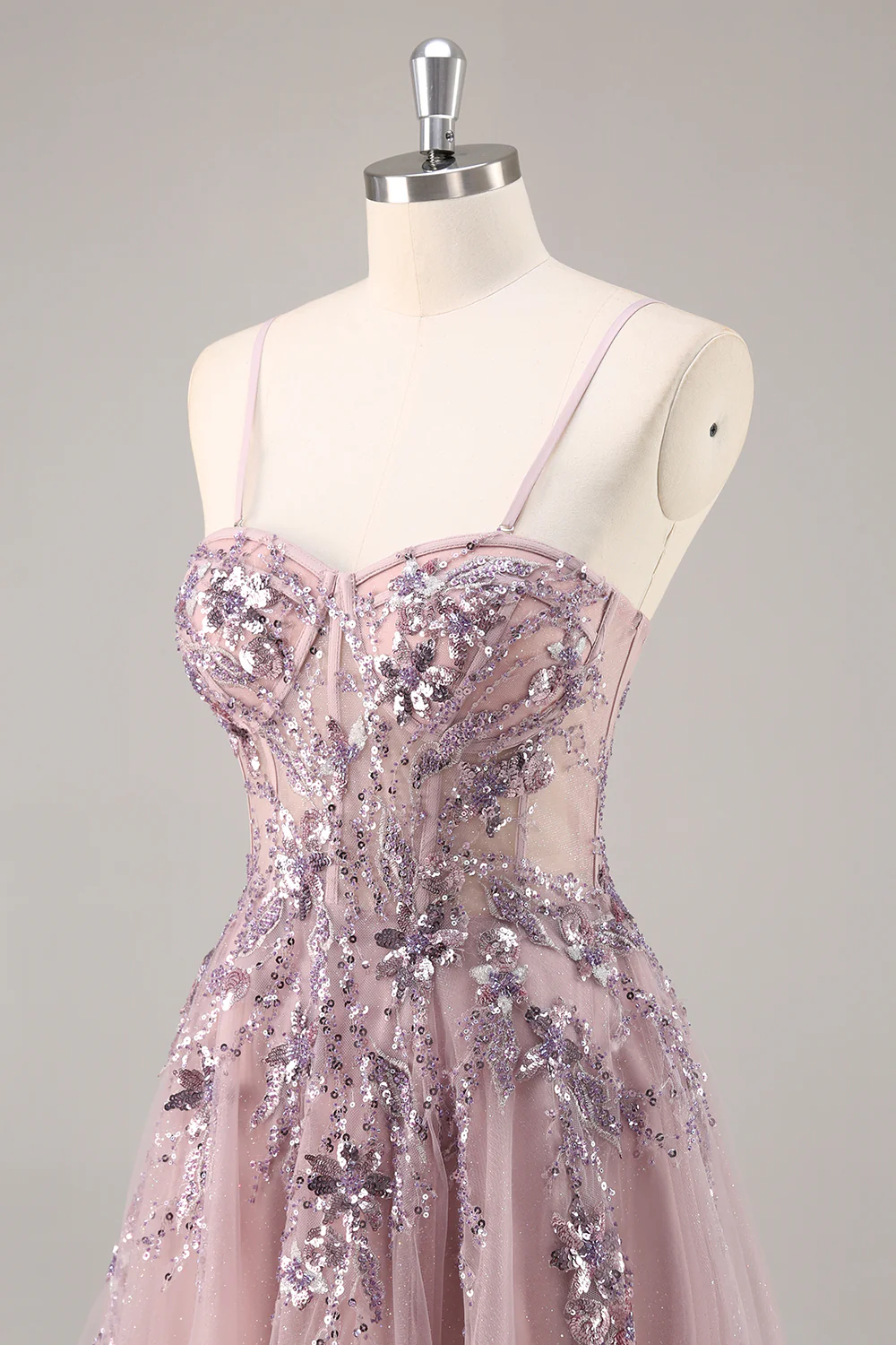 Sparkly Navy Corset Sweetheart Long Prom Dress with Appliques - VNBITS
