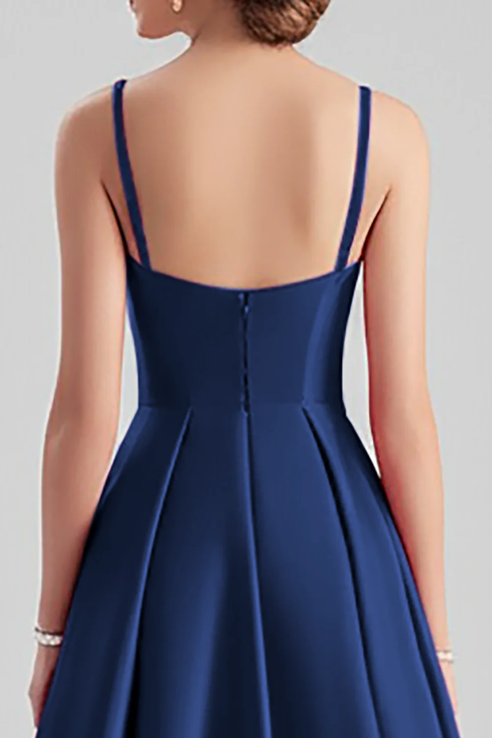 Black Satin A Line Spaghetti Straps Long Formal Dress - VNBITS