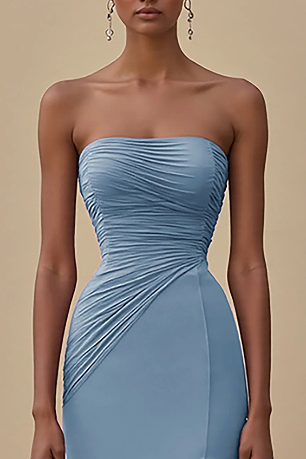 Elegant Black Sheath Chiffon Strapless Long Formal Dress with Slit - VNBITS