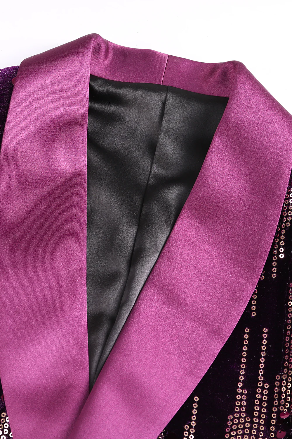 Sparkly Purple Shawl Lapel Women's Prom Blazer - VNBITS