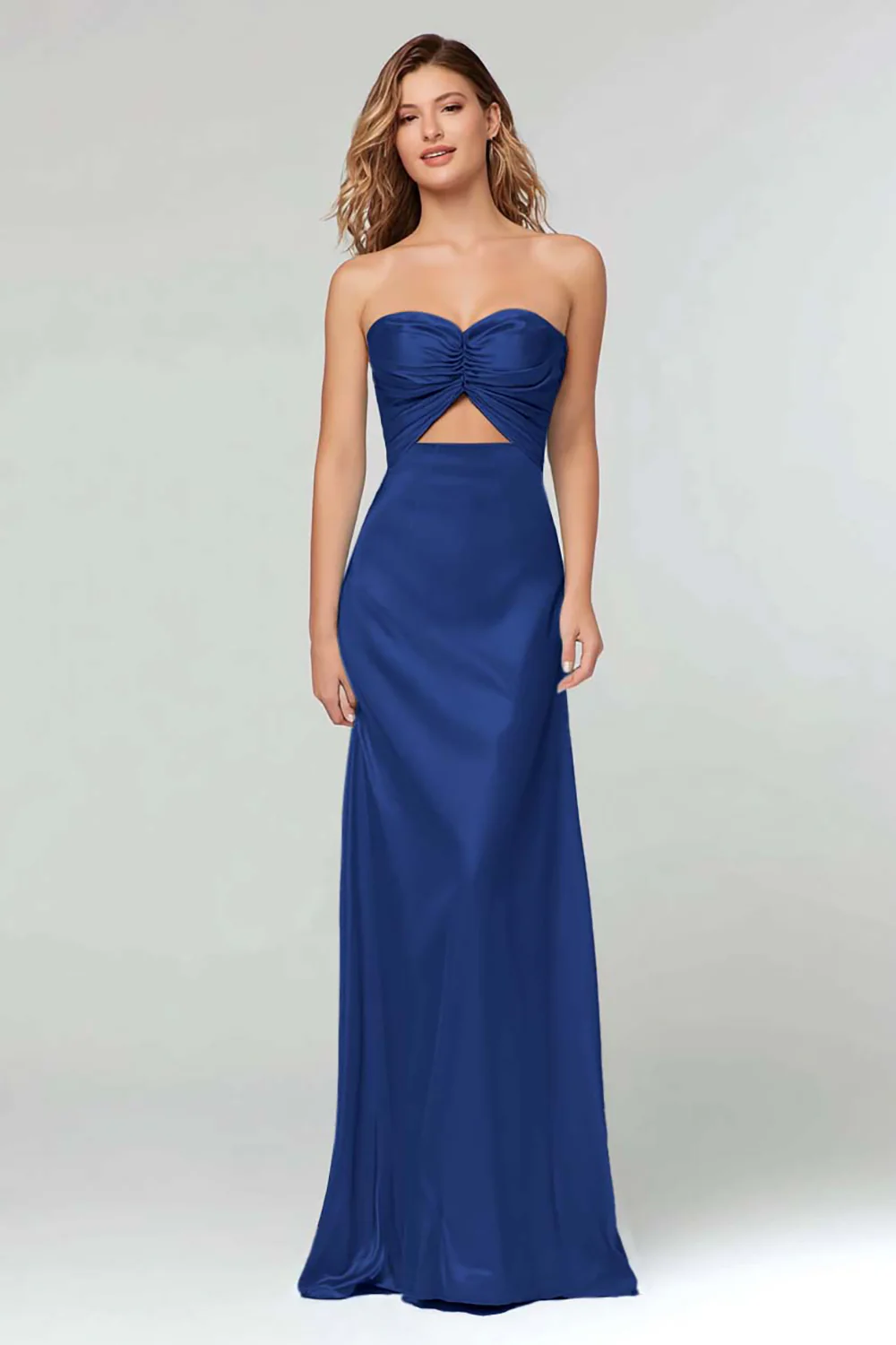 Light Blue Sweetheart Sheath Satin Long Formal Dress - VNBITS