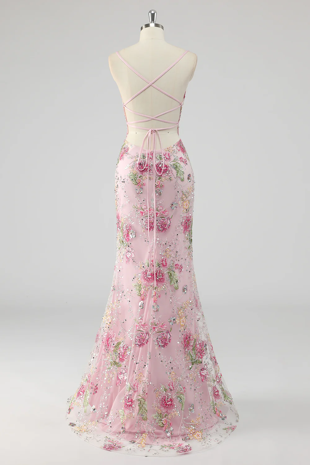 Sparkly Peacock Floral Beaded Mermaid Long Prom Dress with Sequins - VNBITS
