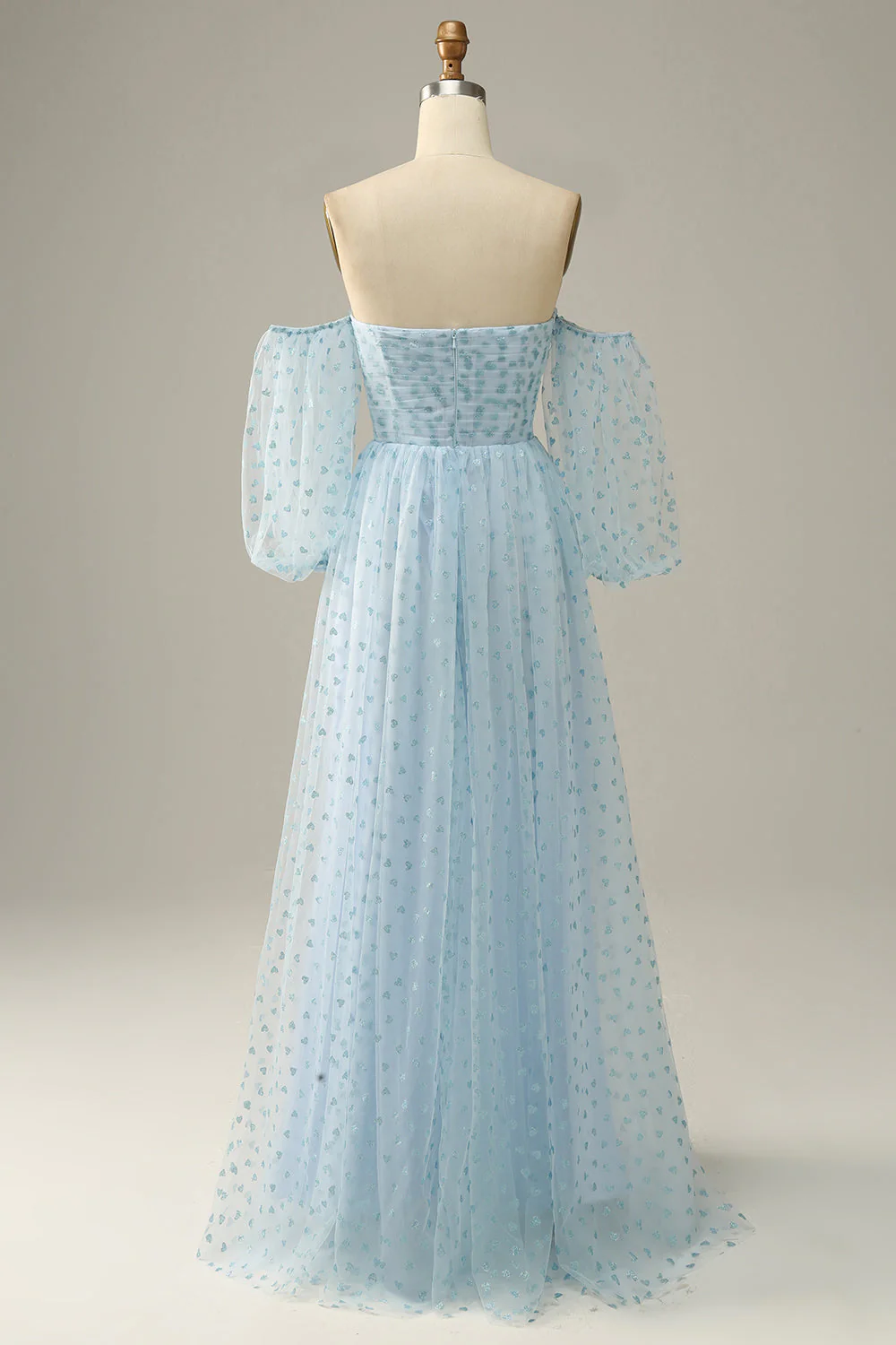 Sky Blue Off The Shoulder Prom Dress - VNBITS