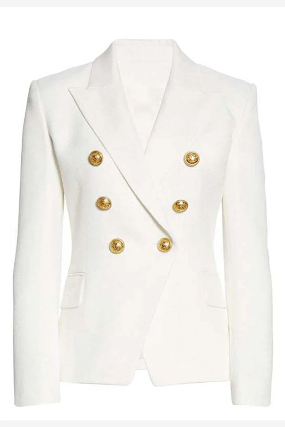 Black Peak Lapel Long Sleeves Women Blazer - VNBITS