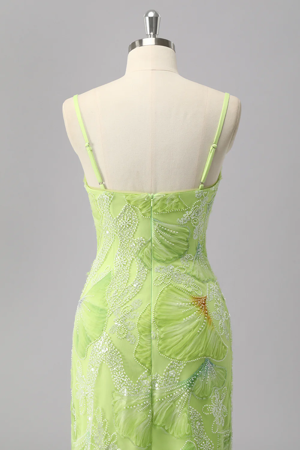 Sparkly Green Sheath Beaded Long Prom Dress with Slit - VNBITS