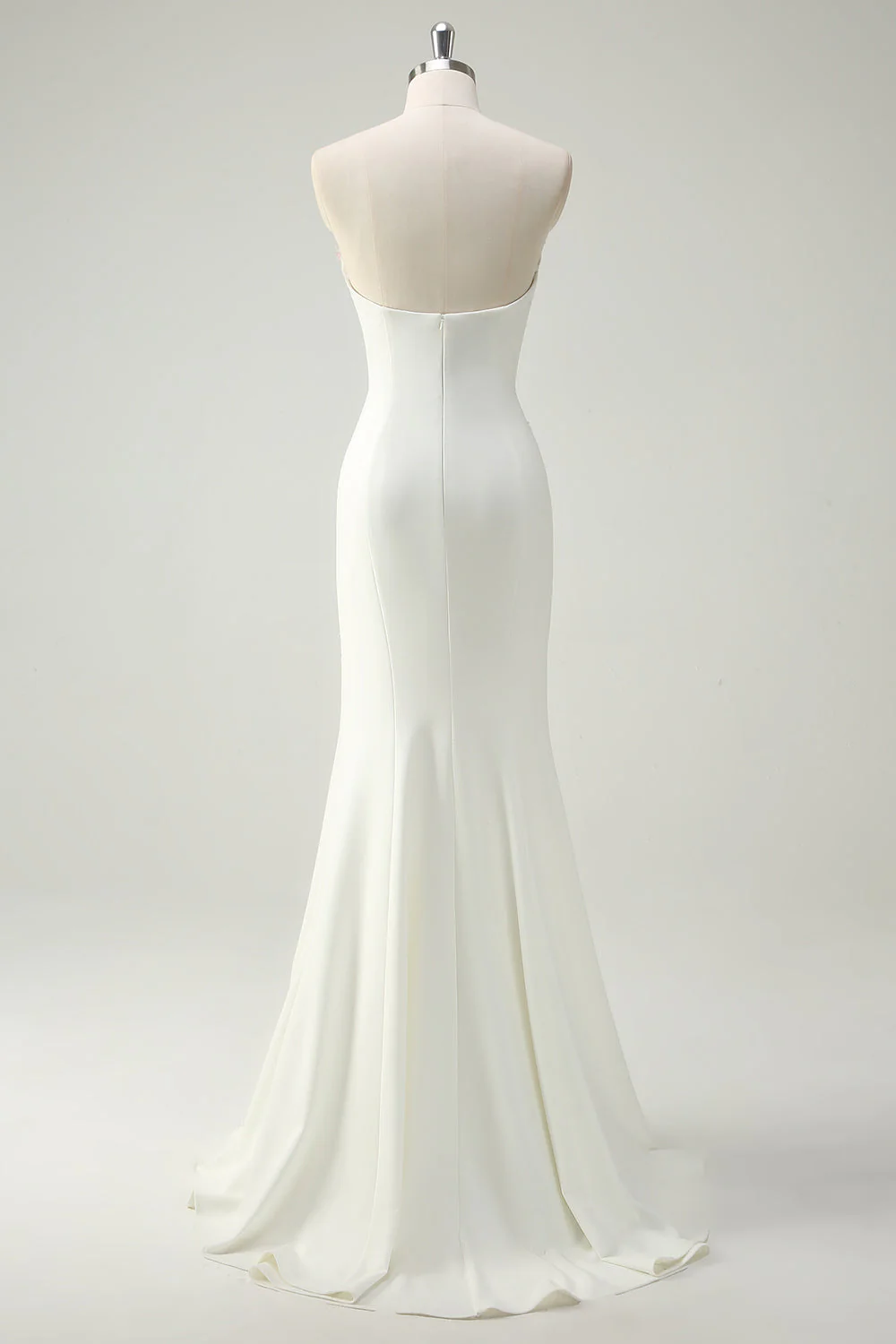 Sparkly White Floral Strapless Mermaid Long Prom Dress - VNBITS