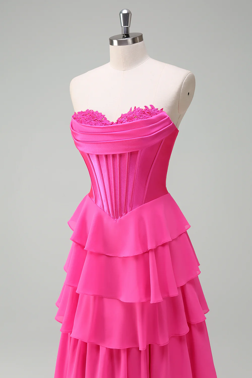 Yellow A-Line Tiered Sweetheart Long Prom Dress with Slit - VNBITS