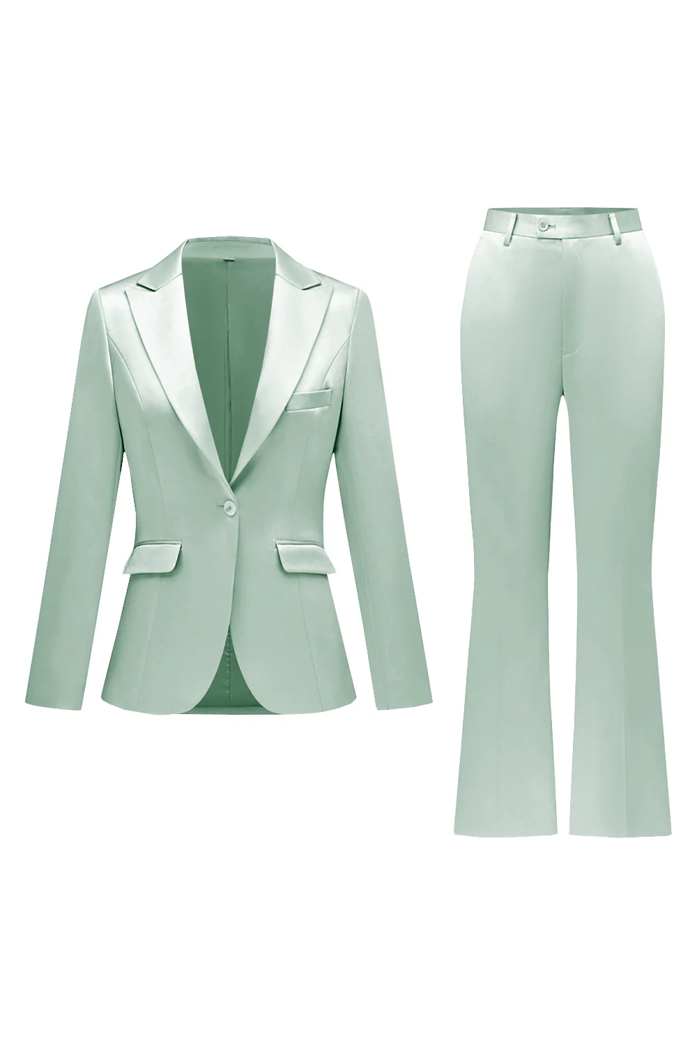 Grey Pink 2 Pieces Notched Lapel Long Sleeves Women Suits - VNBITS