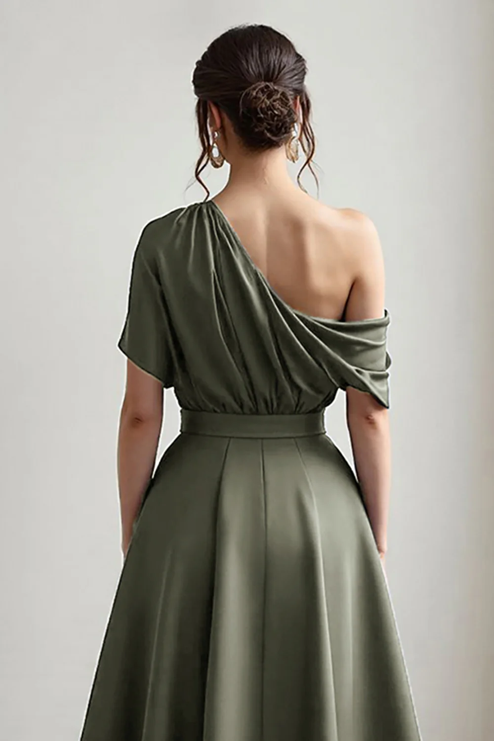 Black A Line Long Satin Mother of the Bride Dress with Pockets - VNBITS
