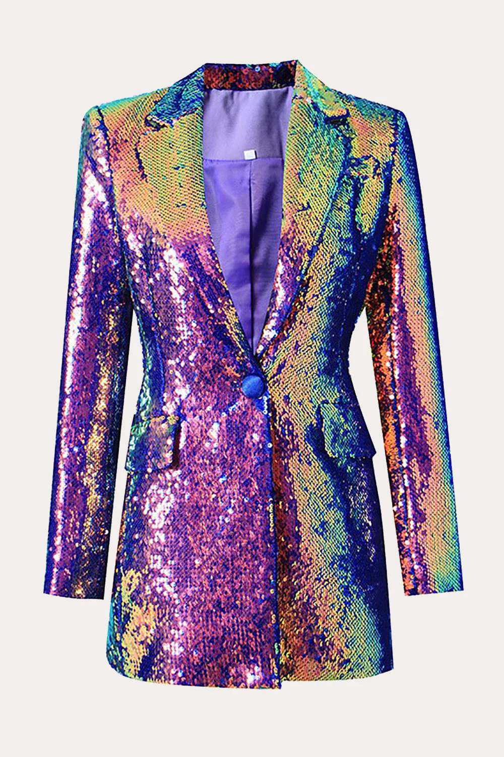 Sparkly Purple Sequins Prom Homecoming Women Blazer - VNBITS
