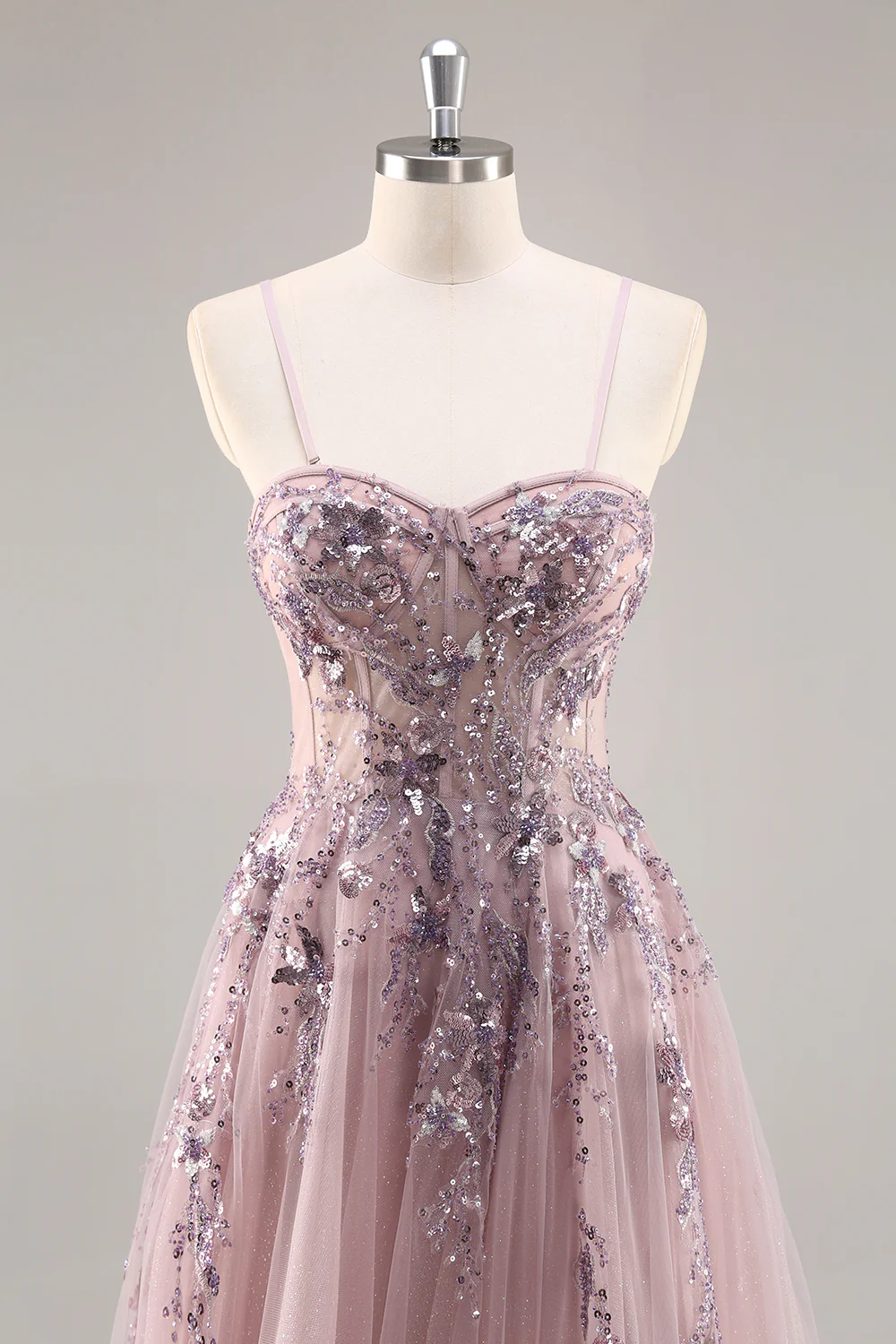 Sparkly Navy Corset Sweetheart Long Prom Dress with Appliques - VNBITS