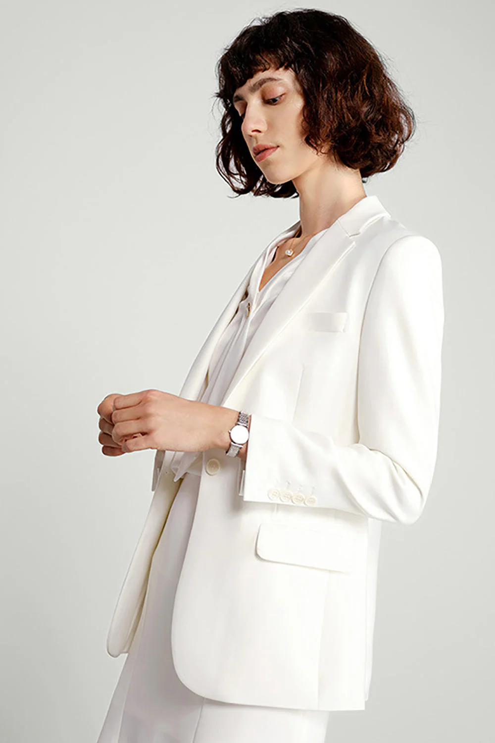 Grey Single Breasted Women Party Blazer - VNBITS