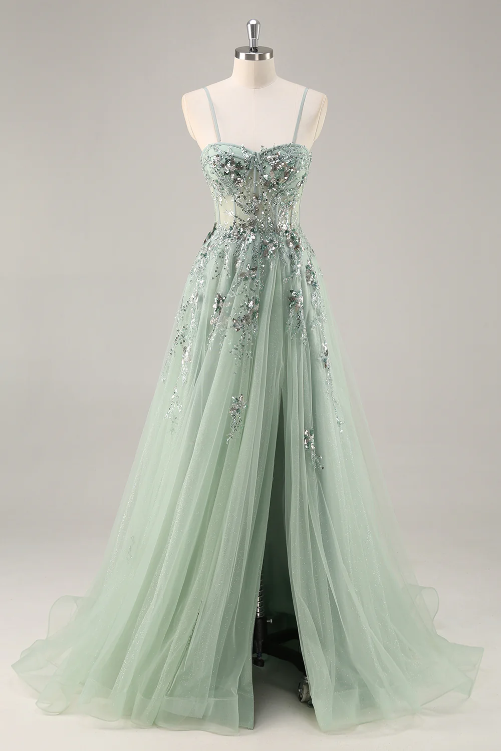 Sparkly Navy Corset Sweetheart Long Prom Dress with Appliques - VNBITS