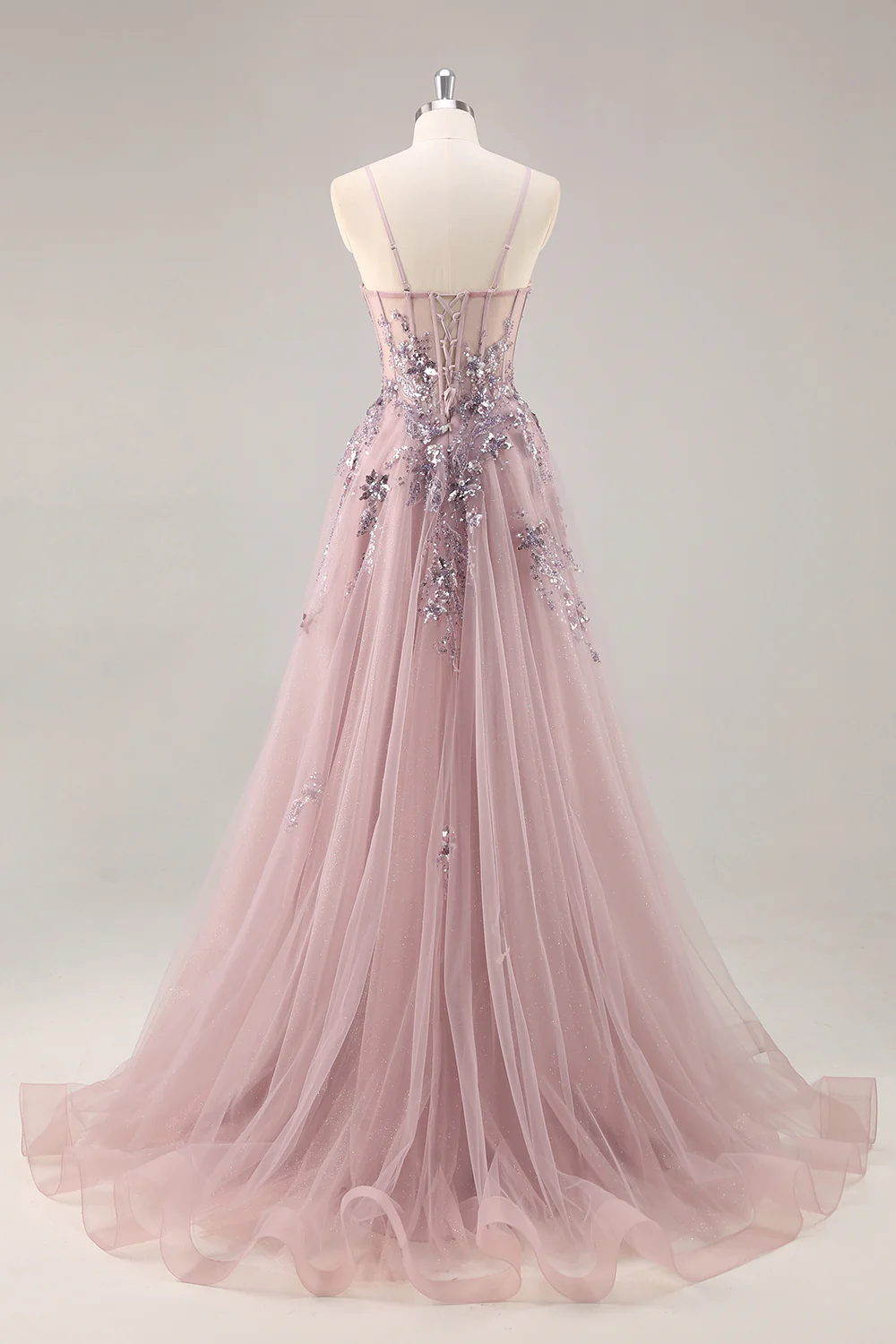 Sparkly Navy Corset Sweetheart Long Prom Dress with Appliques - VNBITS
