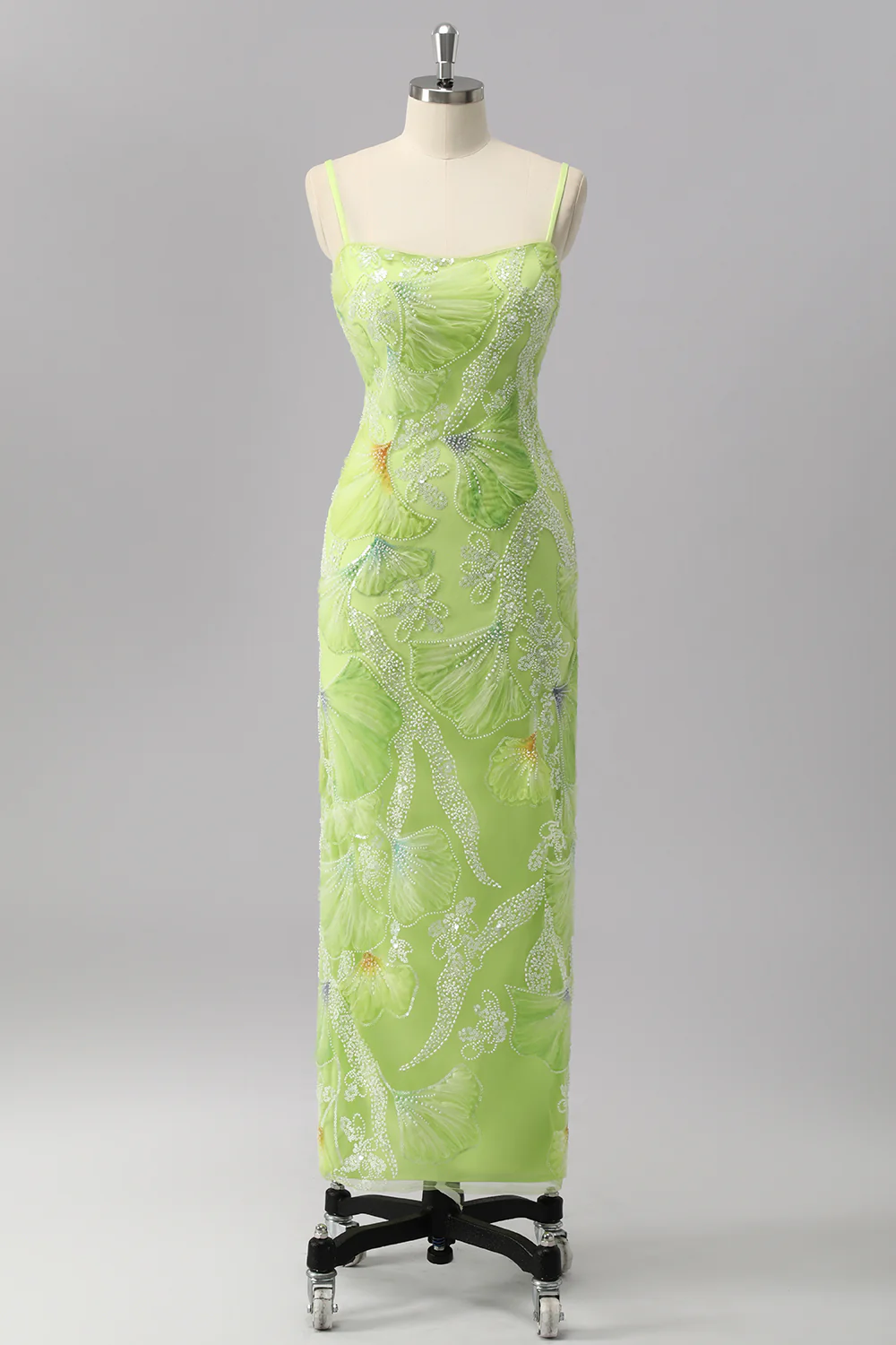 Sparkly Green Sheath Beaded Long Prom Dress with Slit - VNBITS