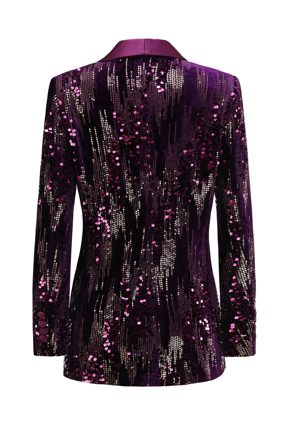 Sparkly Purple Shawl Lapel Women's Prom Blazer - VNBITS