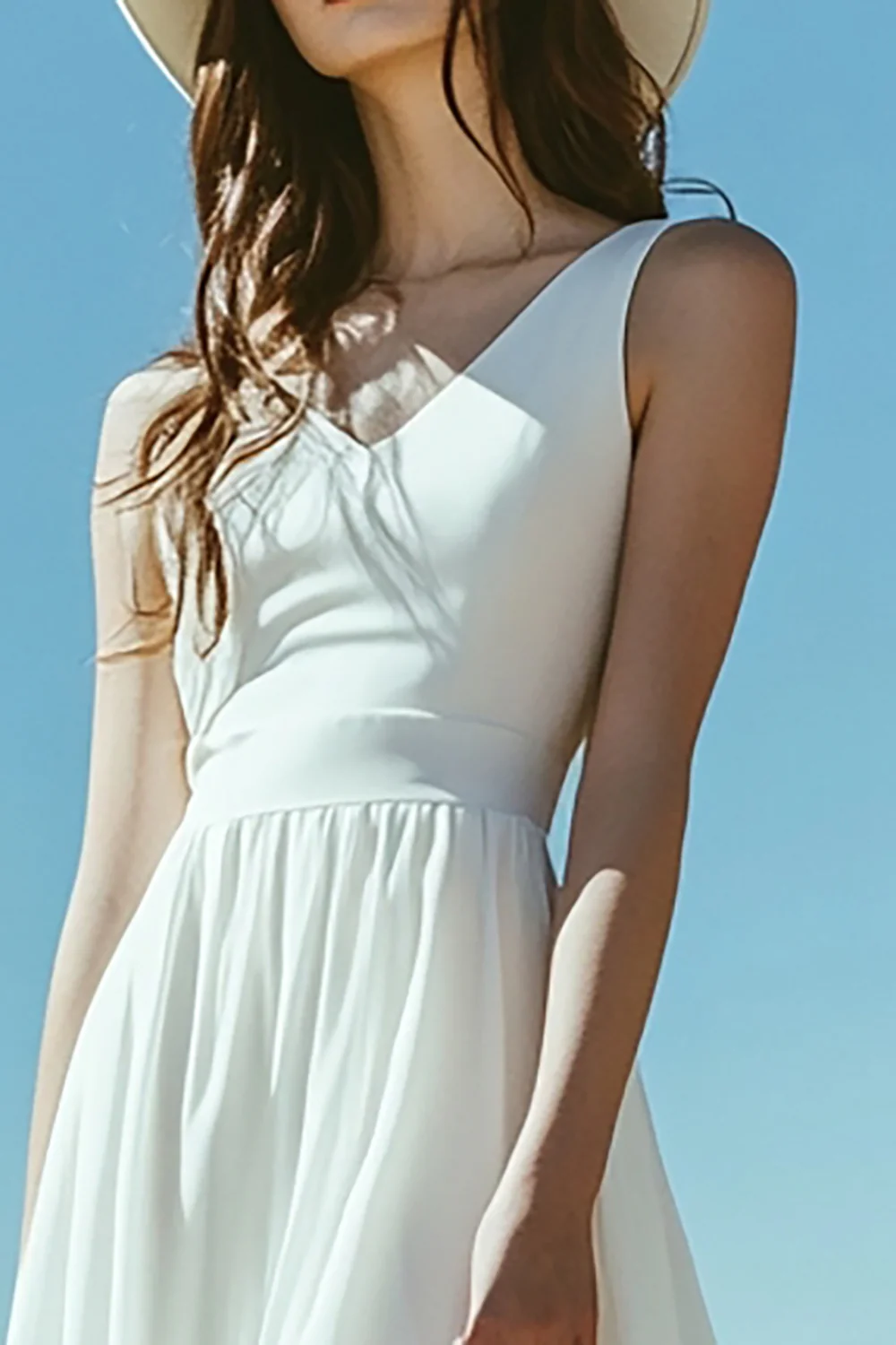 Ivory A Line Midi Boho Western Wedding Dress with Slit - JUORTHO