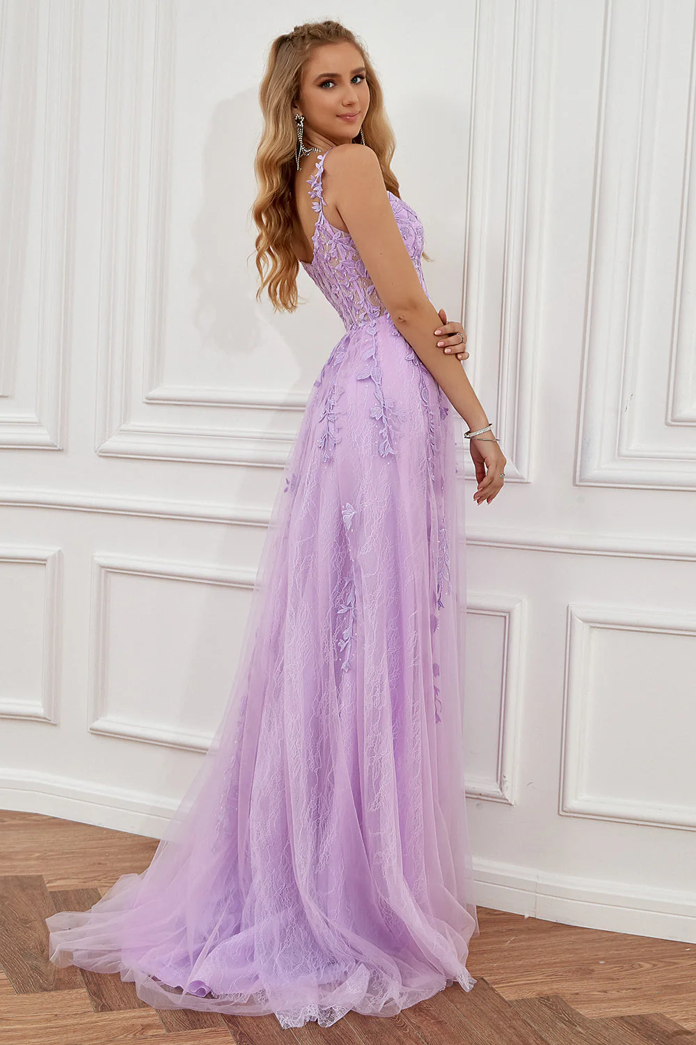 Purple Off the Shoulder Long Prom Dress with Appliques - JUORTHO