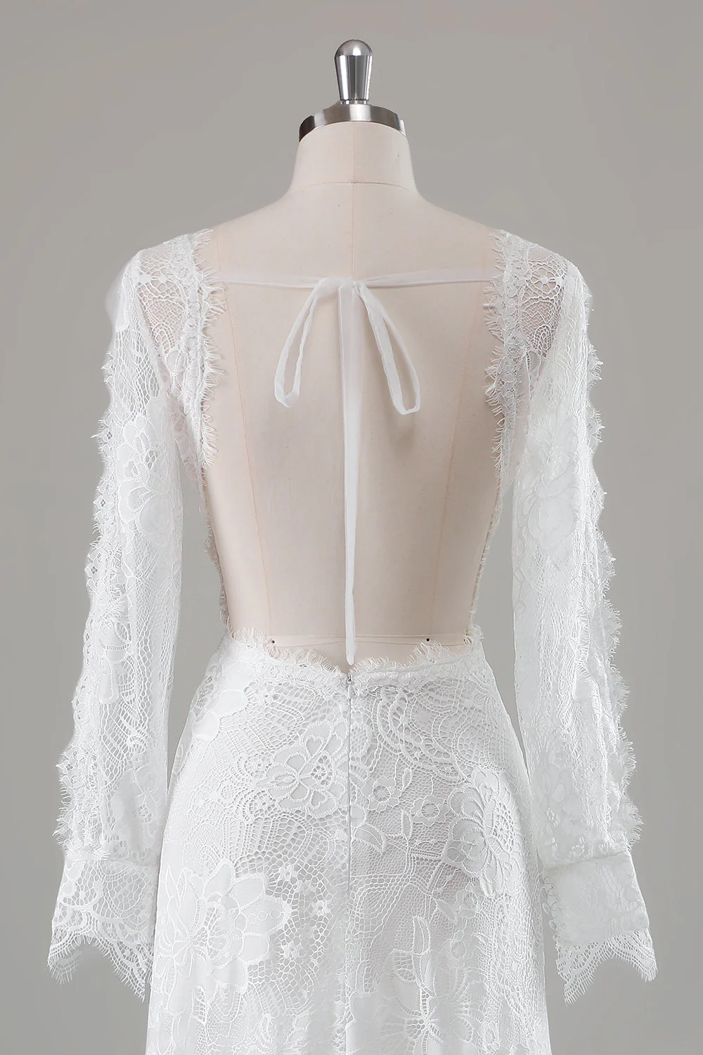 Romantic Ivory Lace Mermaid Wedding Dress with Slit - JUORTHO