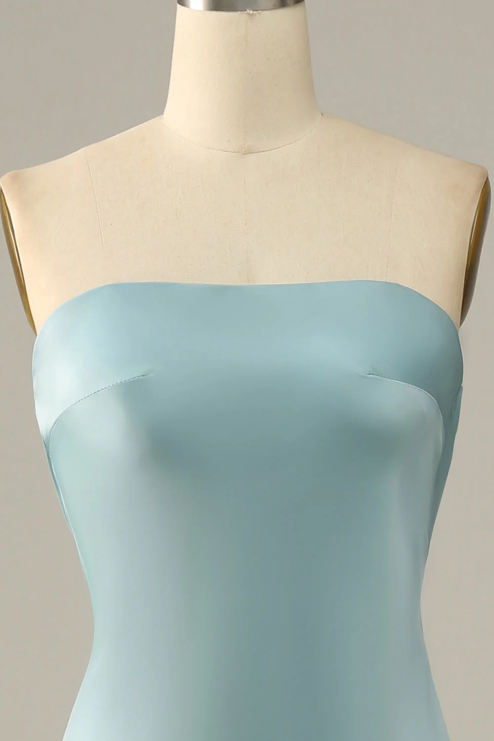 Grey Blue Satin Mermaid Bridesmaid Dress - JUORTHO