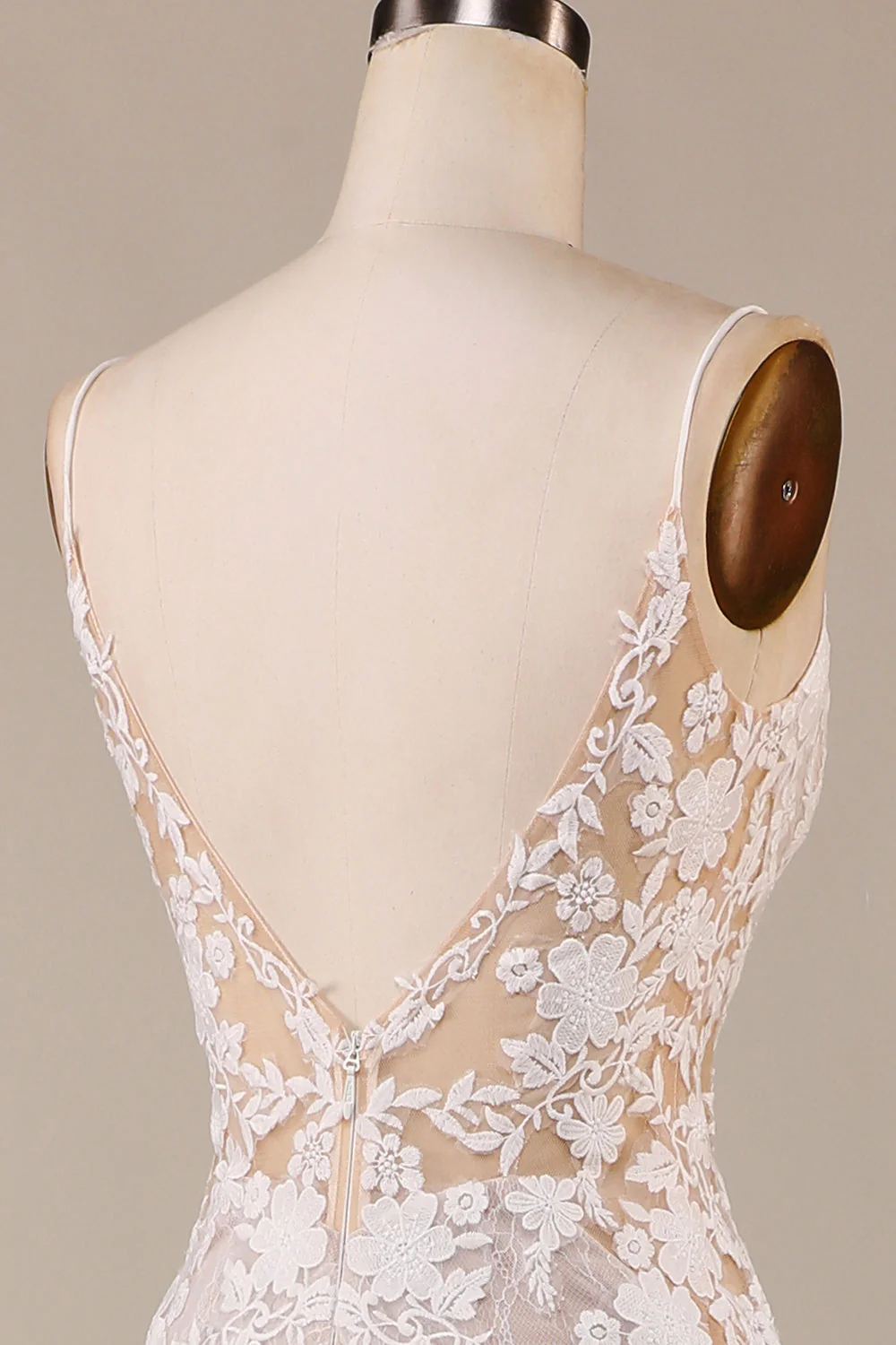 Charming Mermaid Spaghetti Straps Ivory Long Bridal Dress with Lace - JUORTHO