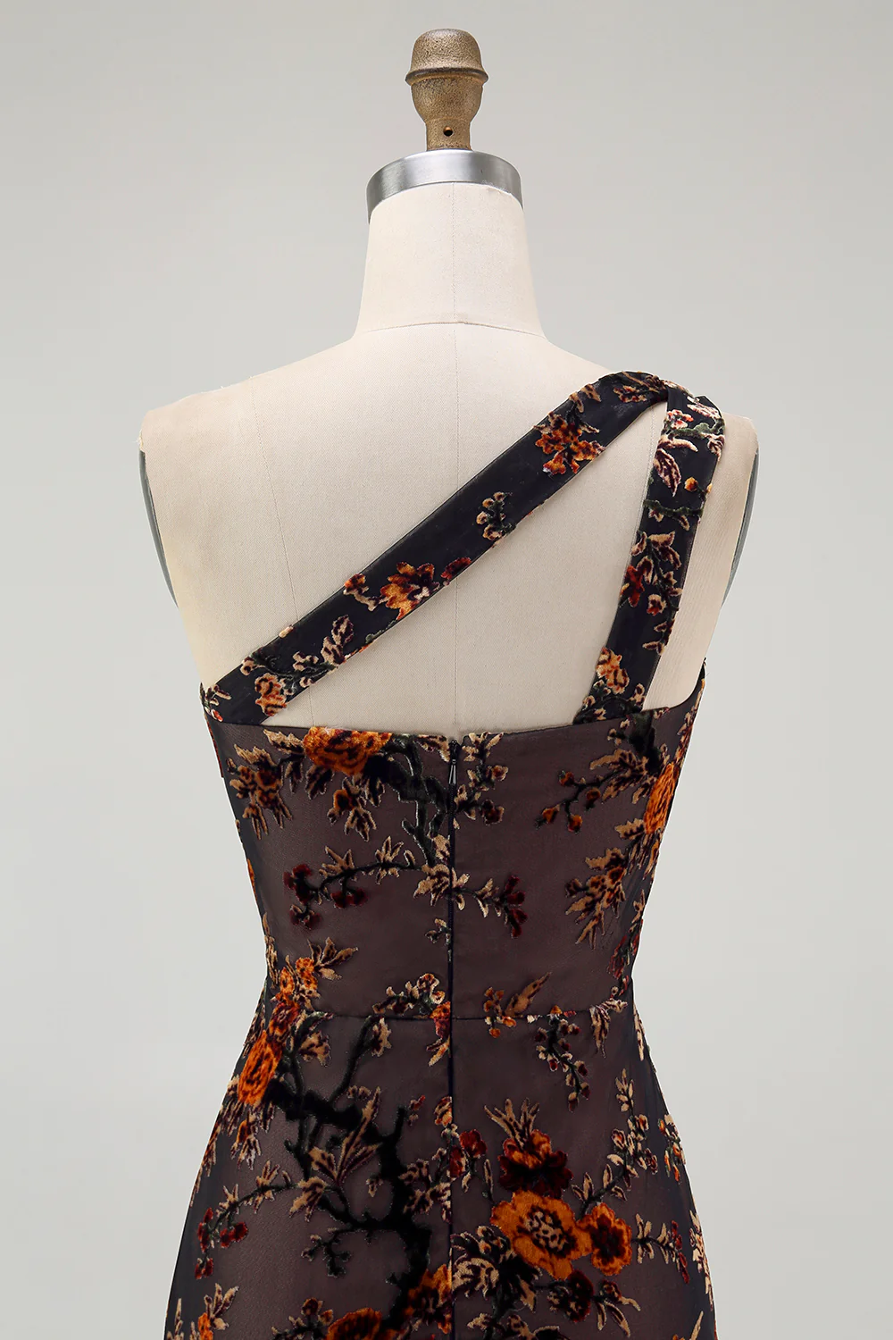 Black Floral Burnout Long Wedding Guest Dress with Slit - JUORTHO