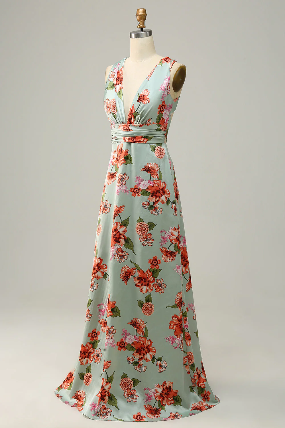 Green Halter Sleeveless A Line Bridesmaid Dress - JUORTHO