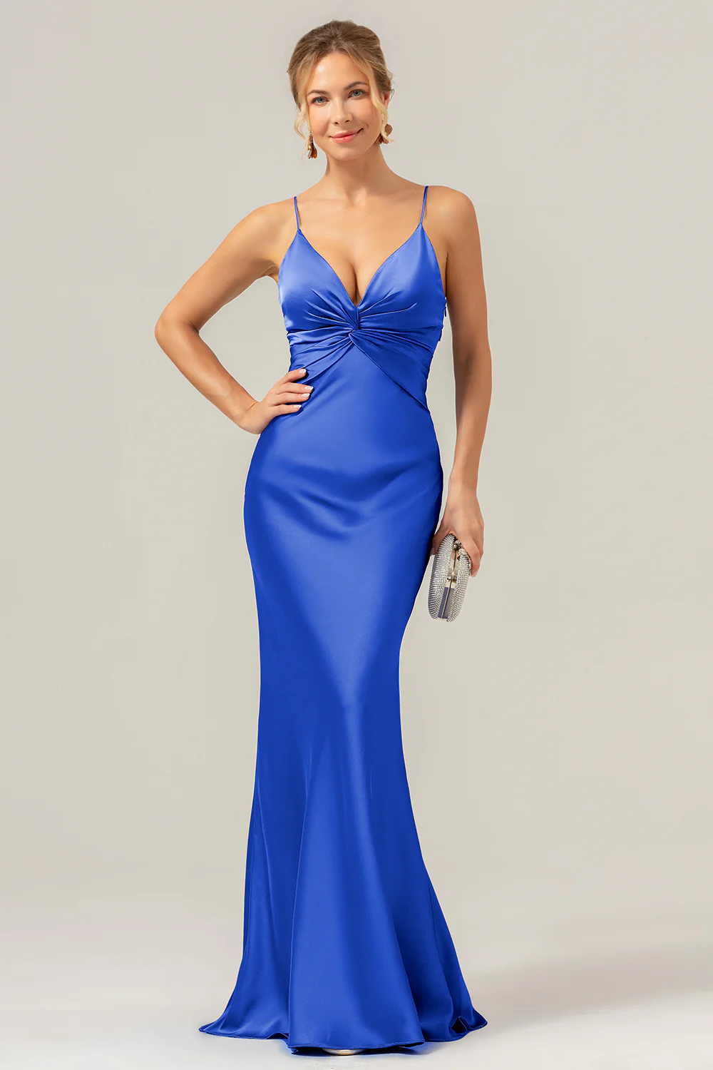 Purple Mermaid Spaghetti Straps Hollow Out Bridesmaid Dress - JUORTHO