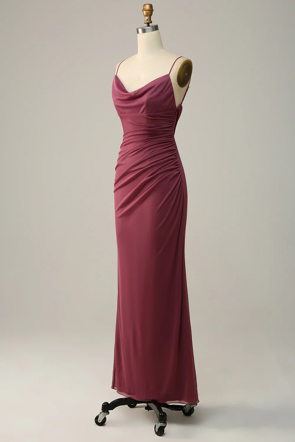Spaghetti Straps Opne Back Desert Rose Bridesmaid Dress - JUORTHO