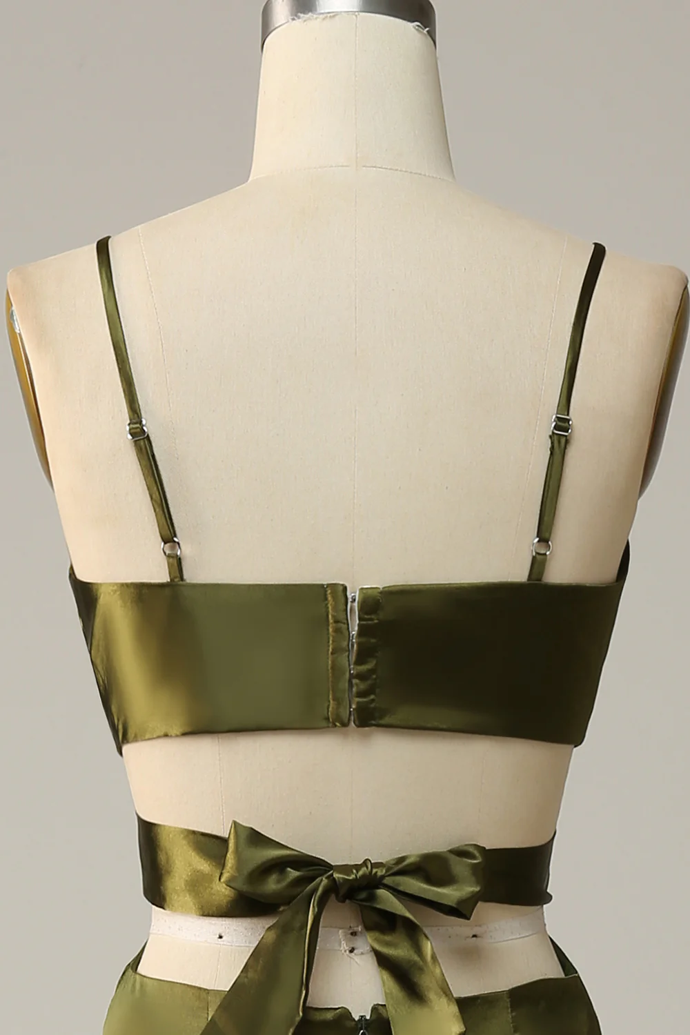 Spaghetti Straps Eucalyptus V neck Bridesmaid Dress - JUORTHO