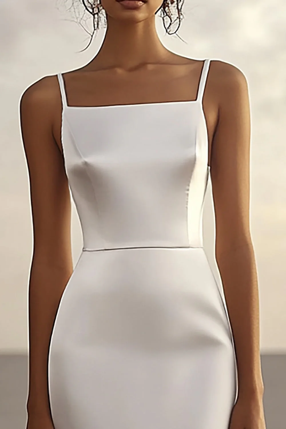 Spaghetti Straps White Sheath Satin Strapless Long Graduation Dress - JUORTHO