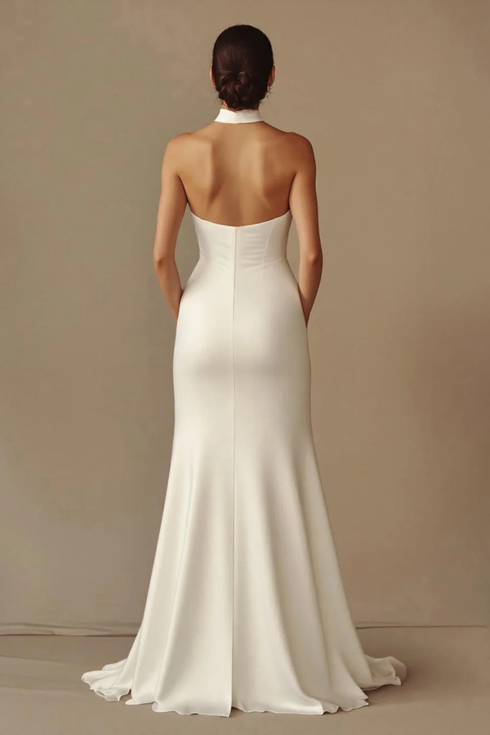 Satin Sheath Satin Long Backless Rehearsal Dinner Dress - JUORTHO
