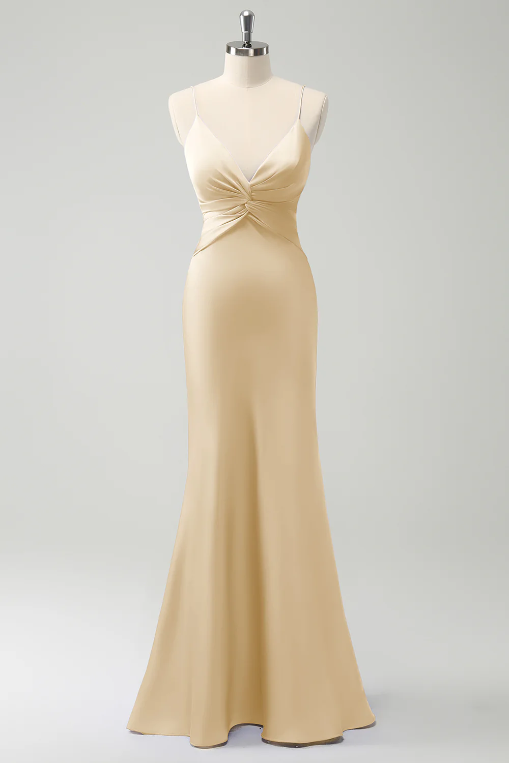 Purple Mermaid Spaghetti Straps Hollow Out Twist Front Bridesmaid Dress - JUORTHO