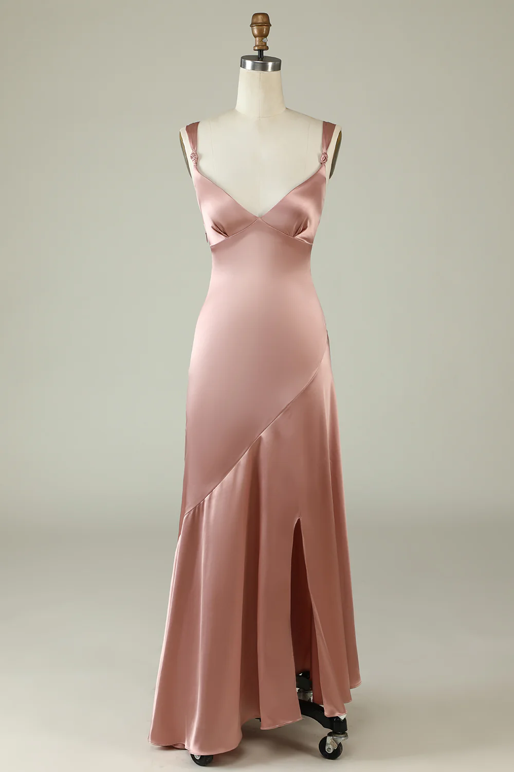 Blush Asymmetrical Bridesmaid Dress with Slit - JUORTHO