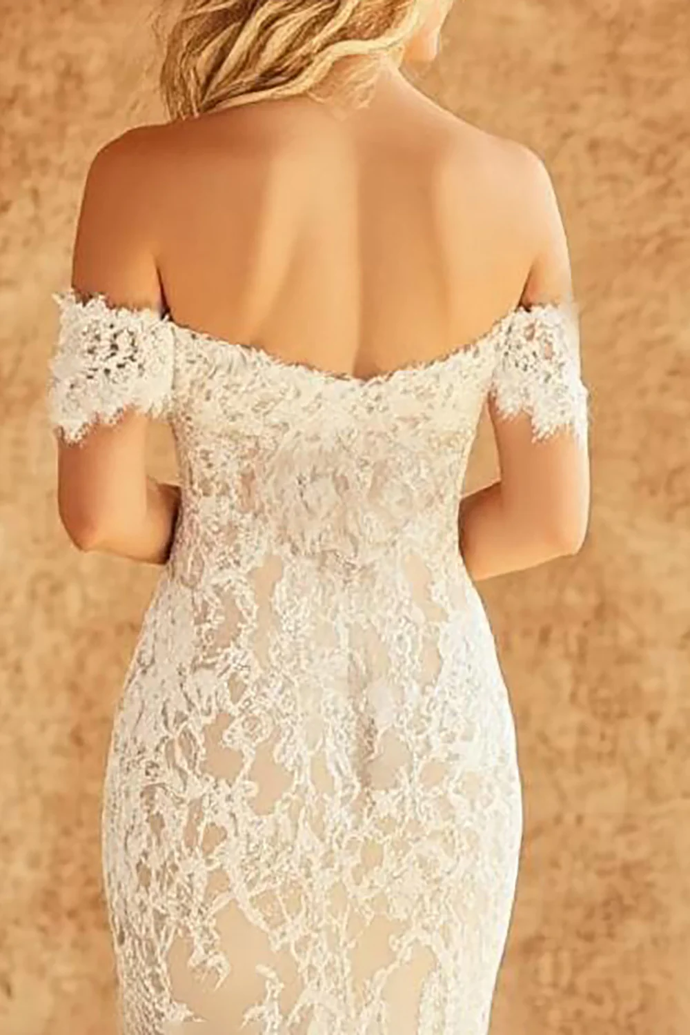 White Mermaid Off the Shoulder Lace Long Wedding Dress - JUORTHO