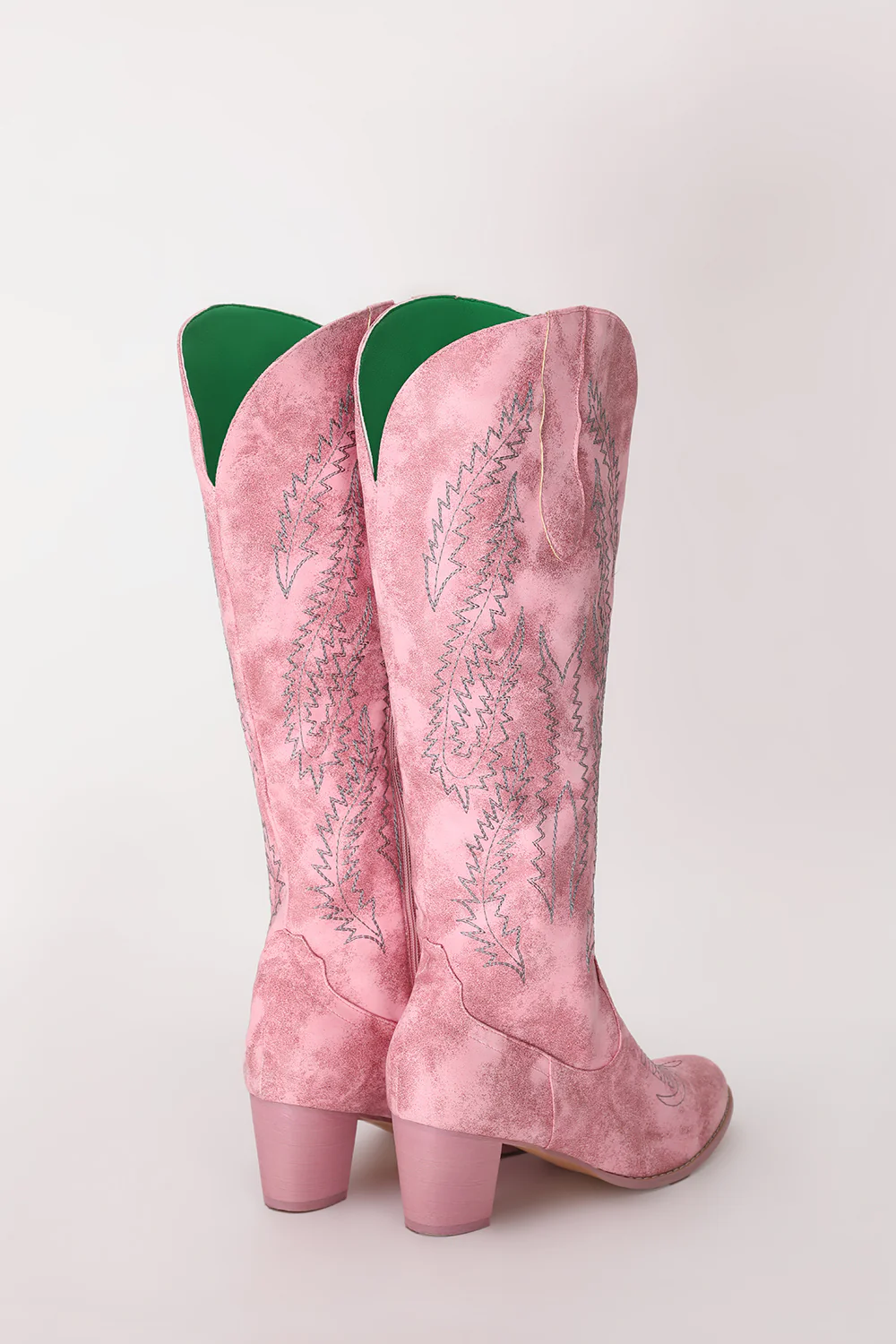 Embroidered Dusty Rose Mid Calf Cowgirl Boho Boots - JUORTHO