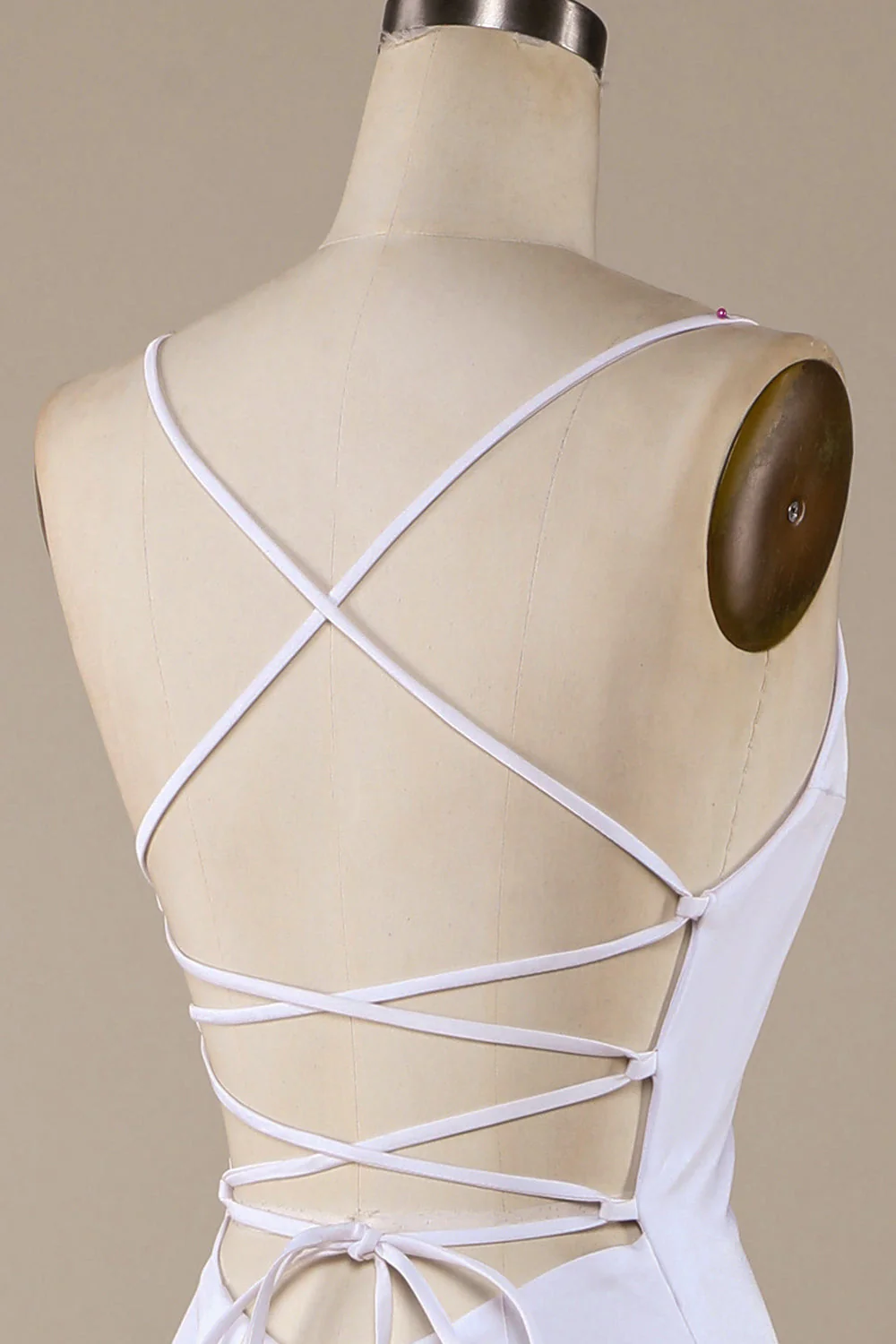 White Mermaid Lace-Up Back Sweep Train Wedding Dress - JUORTHO