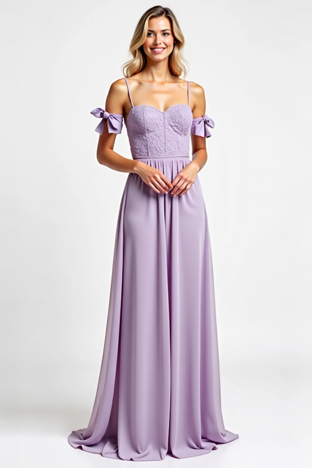 Purple Chiffon Long Spaghetti Straps Bridesmaid Dress - JUORTHO