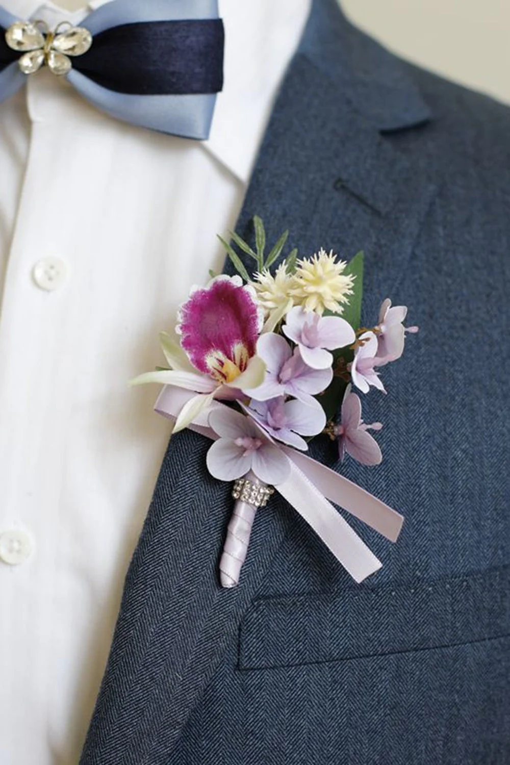 Burgundy Prom Wrist Corsage and Men‘s Boutonniere with Pearls - JUORTHO