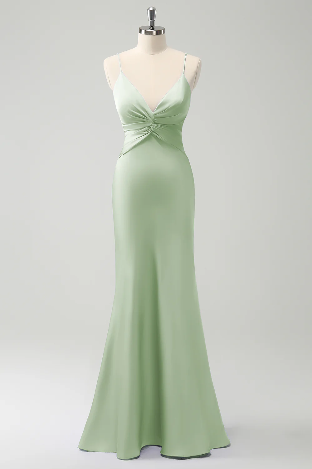 Purple Mermaid Spaghetti Straps Hollow Out Twist Front Bridesmaid Dress - JUORTHO