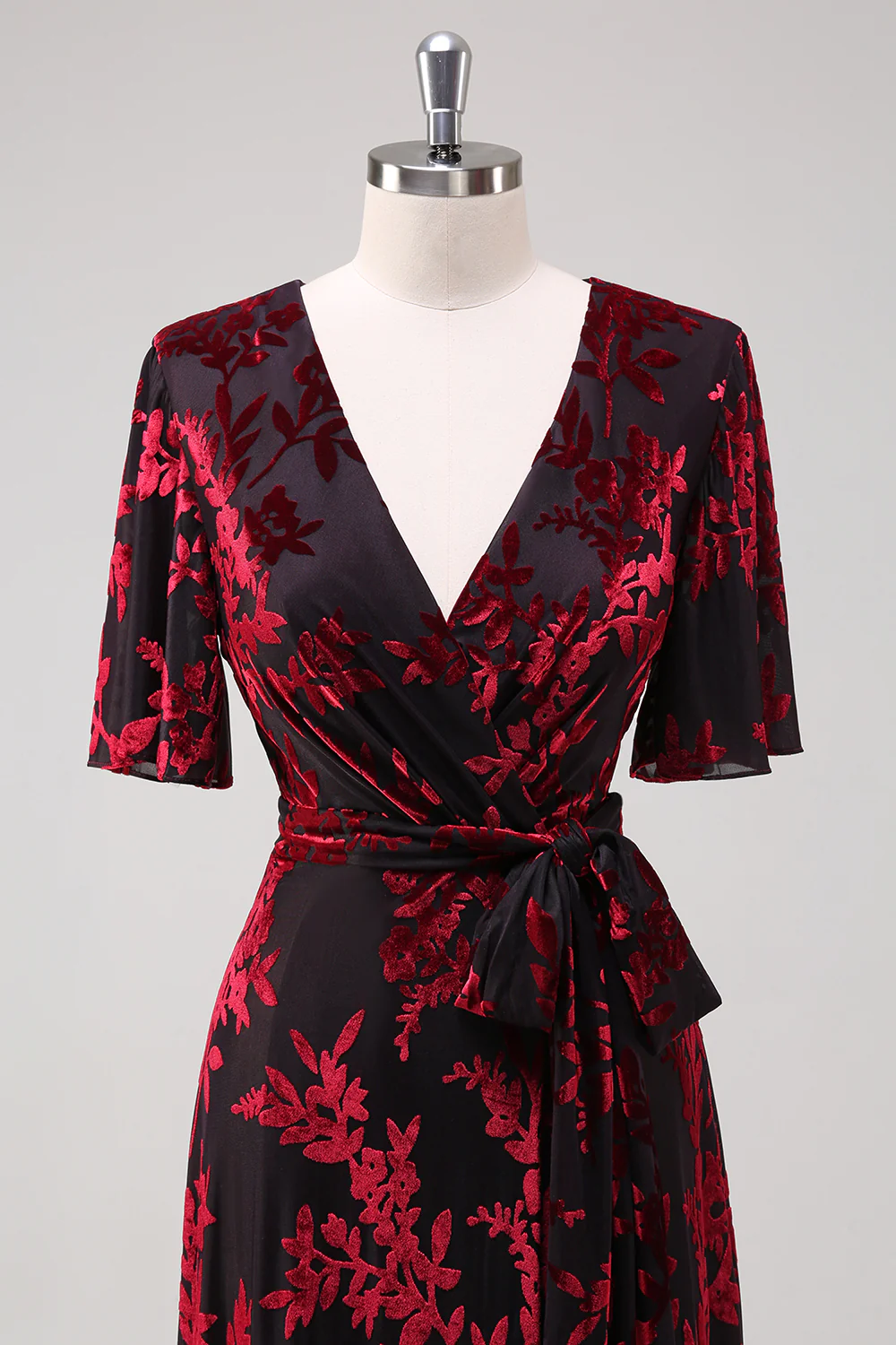 V-Neck Dark Green Mother of Bride Dress with Slit - JUORTHO