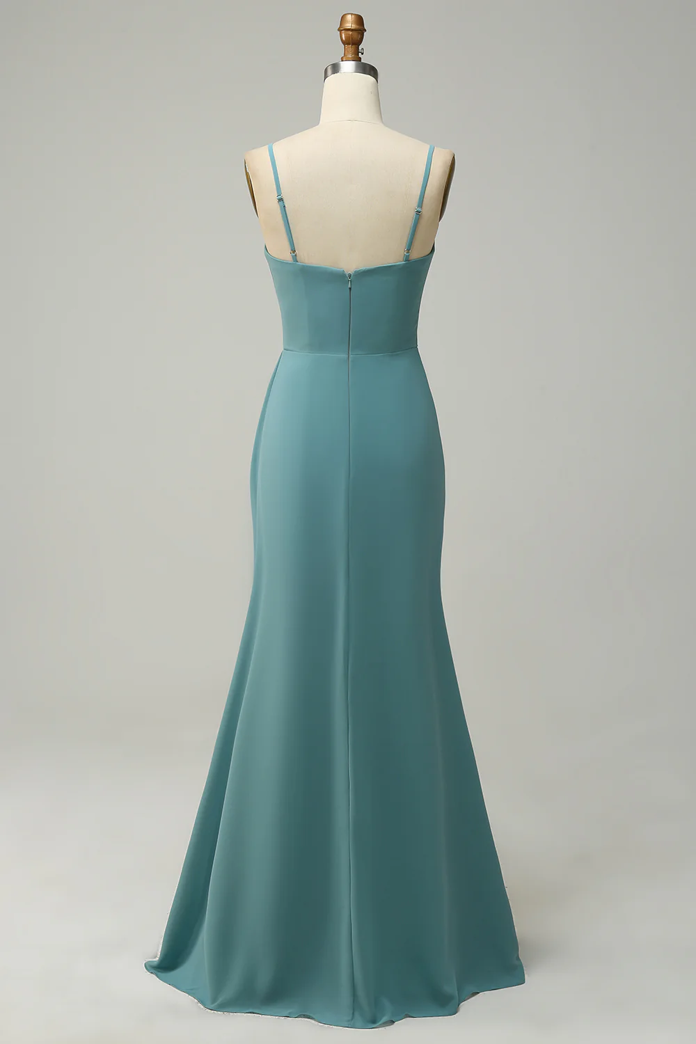 Green Draped Long Chiffon Bridesmaid Dress - JUORTHO