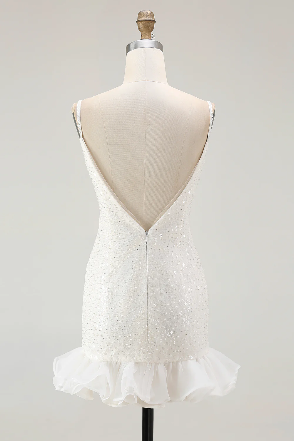 Sparkly White Bodycon Sequins Mini Graduation Homecoming Dress - JUORTHO