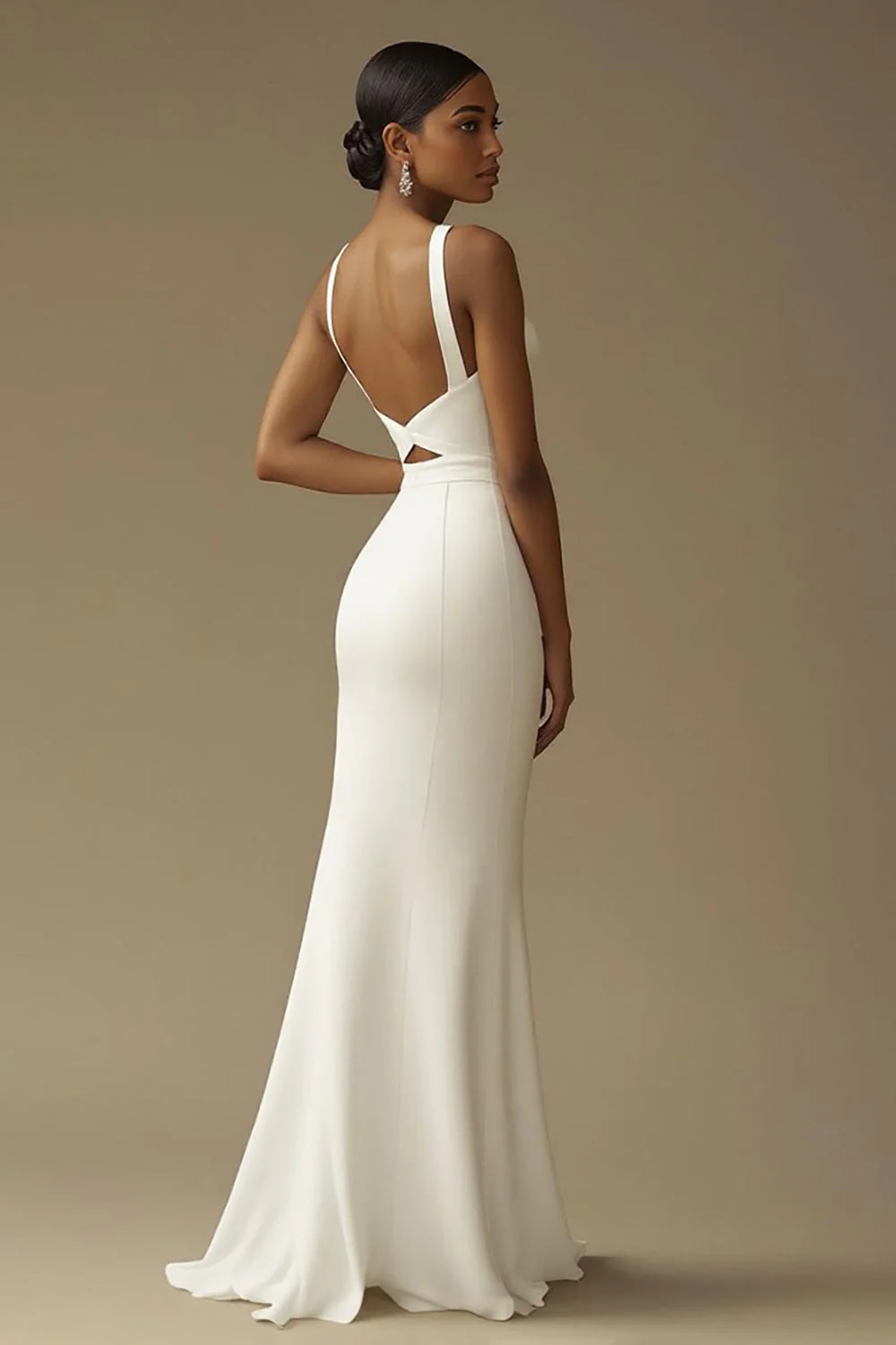 White Sweetheart Long Mermaid Rehearsal Dinner Dress with Slit - JUORTHO