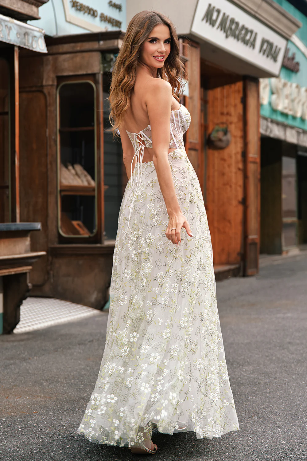 A-Line Light Green Corset Prom Dress with Embroidery - JUORTHO