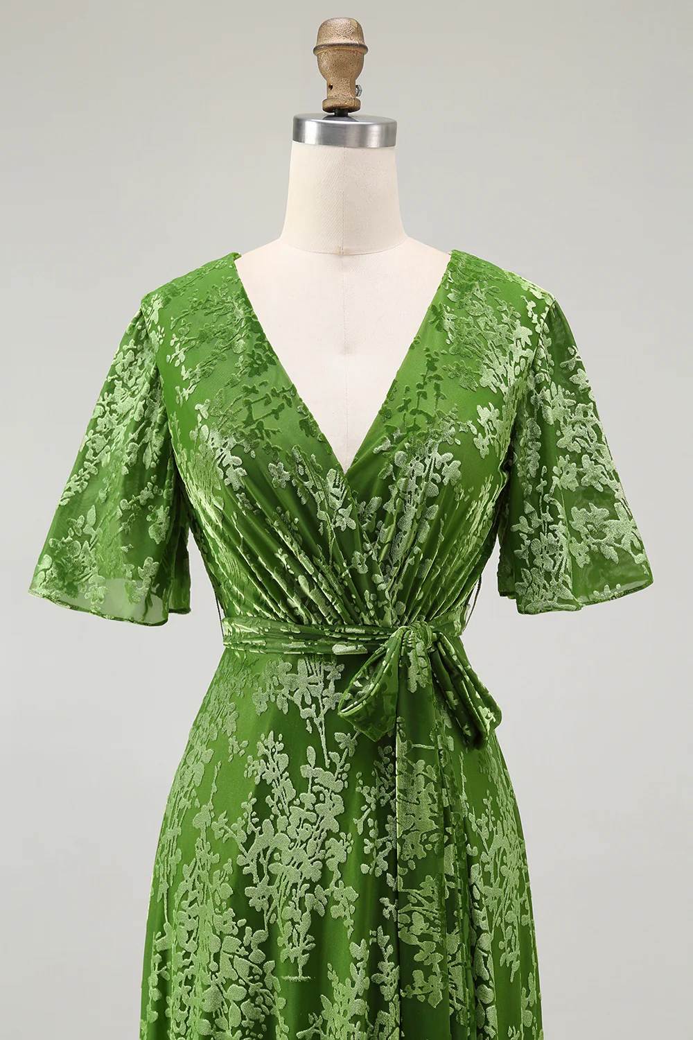 V-Neck Dark Green Mother of Bride Dress with Slit - JUORTHO