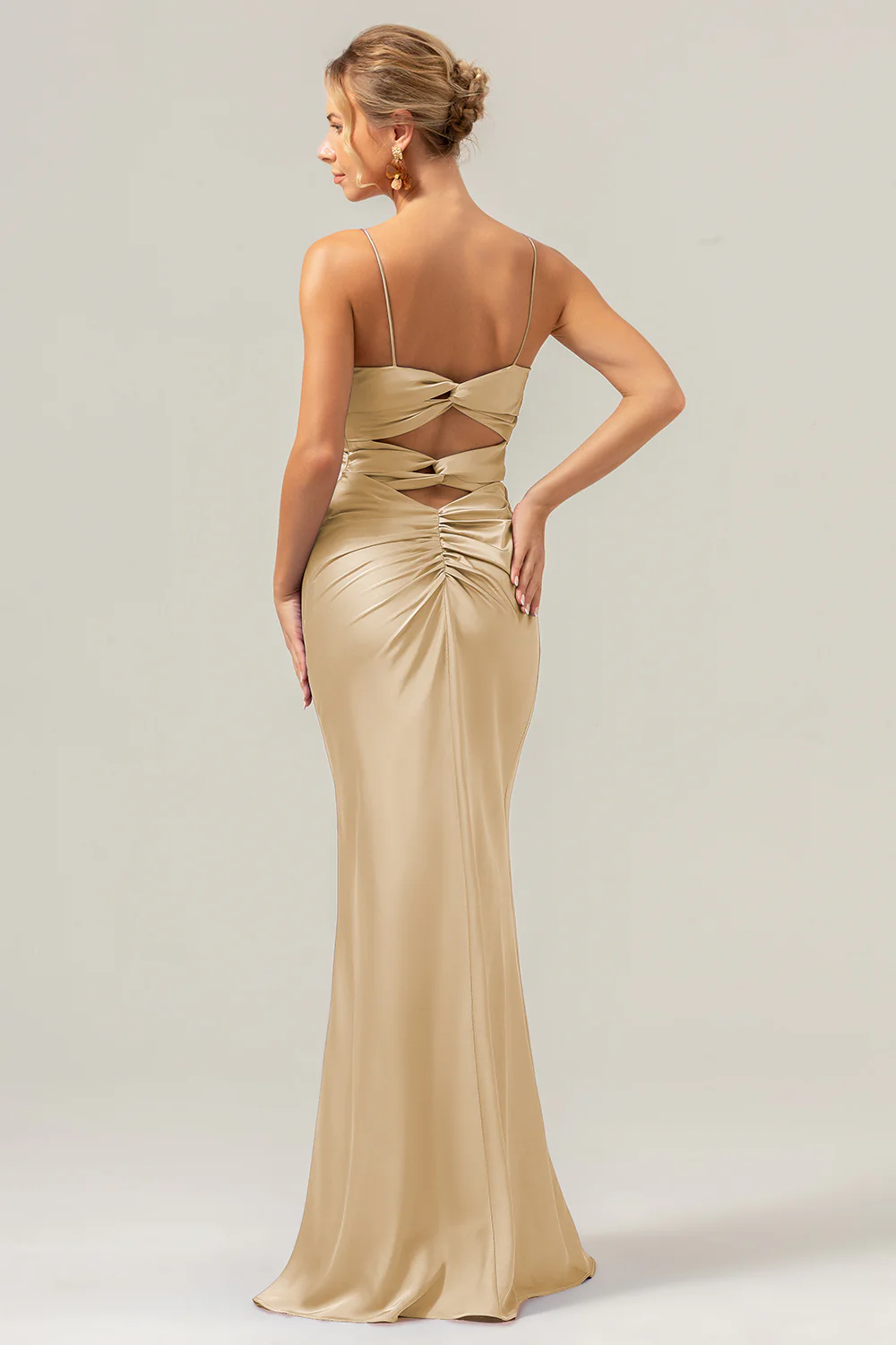 Purple Mermaid Spaghetti Straps Hollow Out Bridesmaid Dress - JUORTHO