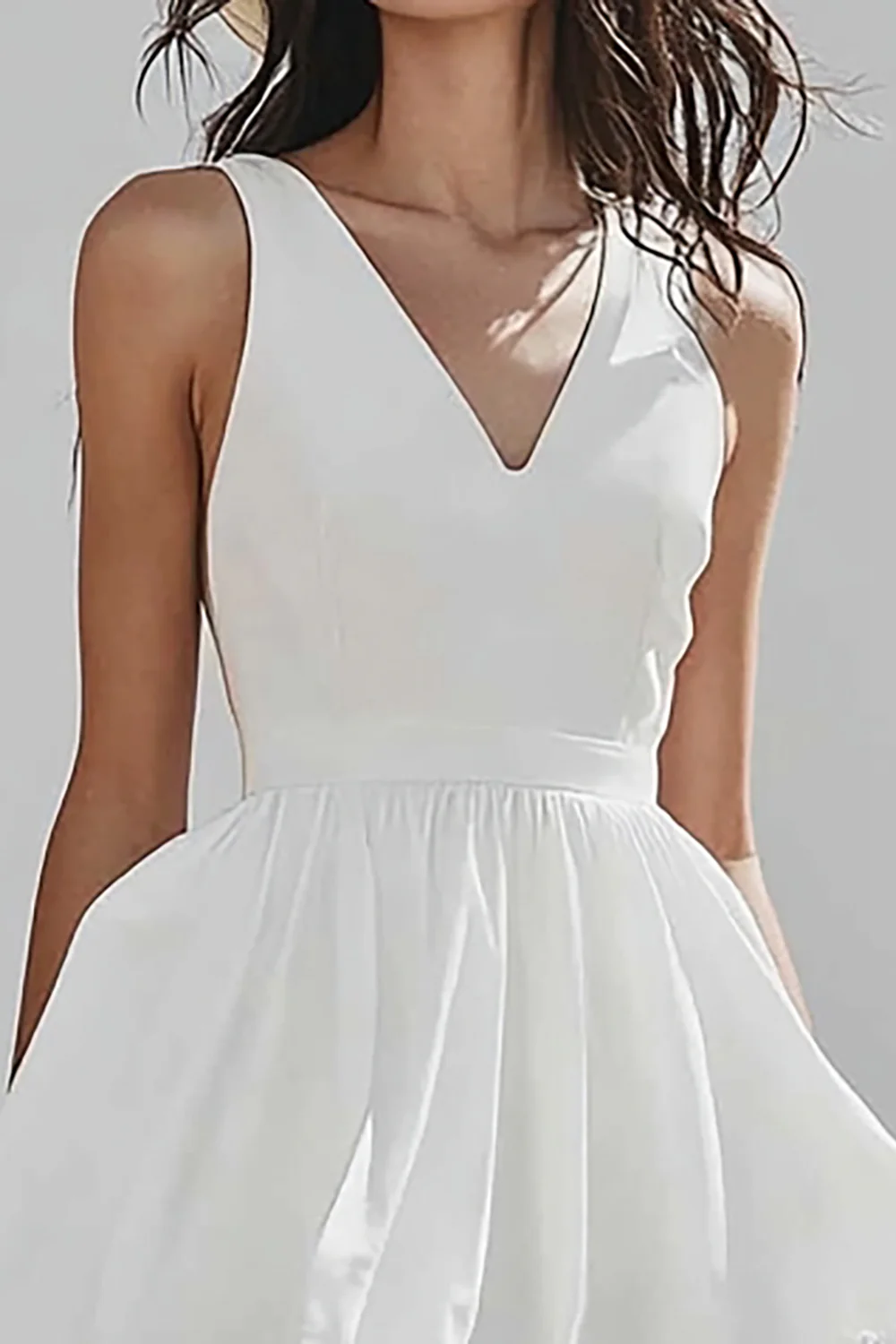 Ivory A Line High-Low Boho Western Wedding Dress - JUORTHO